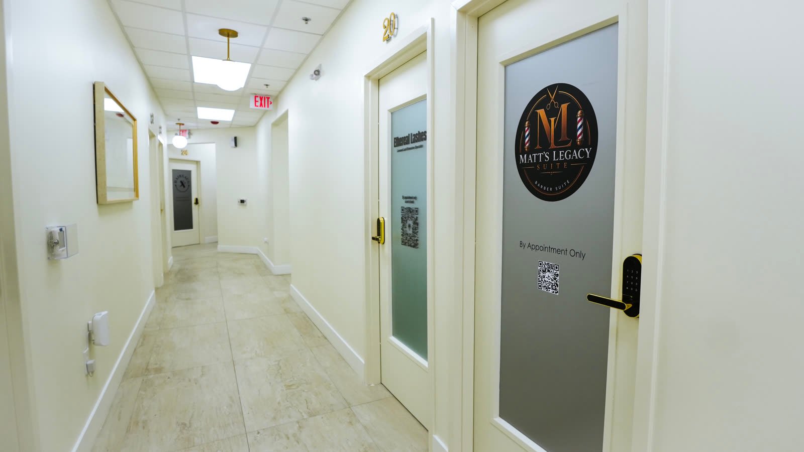 Suite doors along the hallway